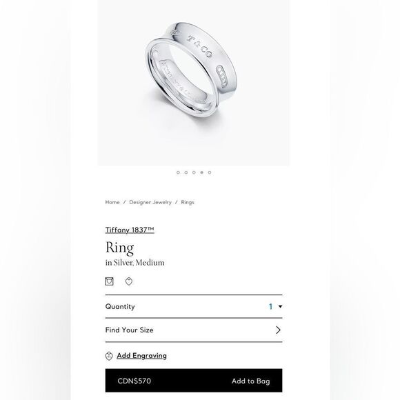 Tiffany & Co. 1837™ Concave 925 Sterling Silver Ring - Picture 11 of 11